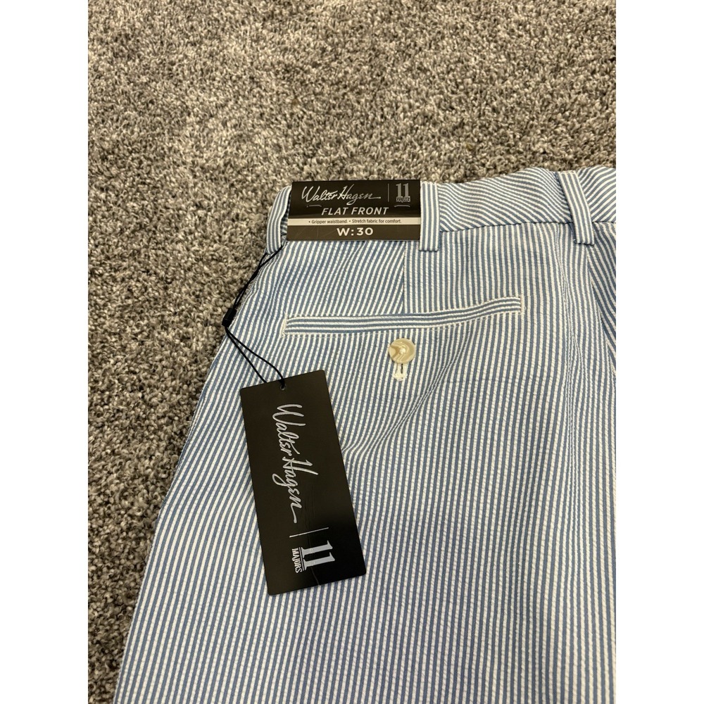 Walter Hagen Golf‎ Shorts Mens 30 Perfect 11 Blue Flat Front Striped 11" Inseam - Picture 7 of 8